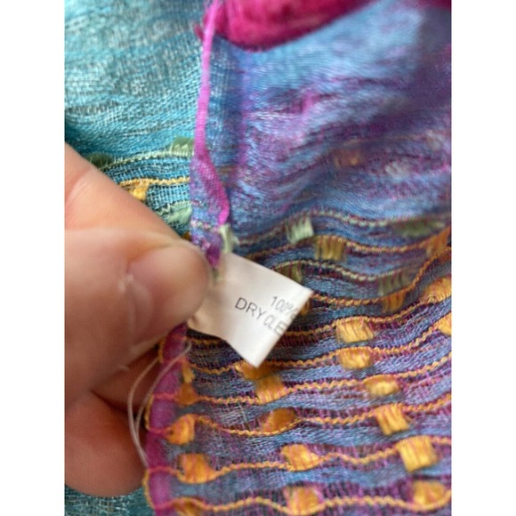 Embroidery beading tassels 100% silk women's long scarf shawl 25” Wide/65” Long - Picture 6 of 7